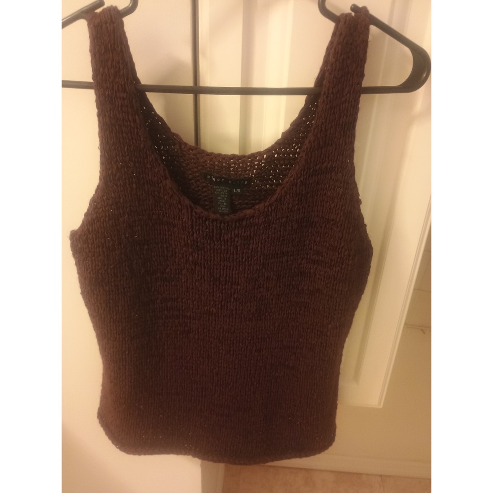 Women's Perry Ellis Plum Size Large Knit Tank